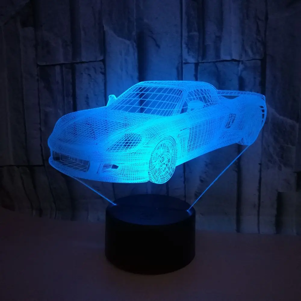 Sports Vehicle 3d Nightlight 7 color Touch Remote Home Decoration Creative 3d Light Kids Room Usb Led Night Light