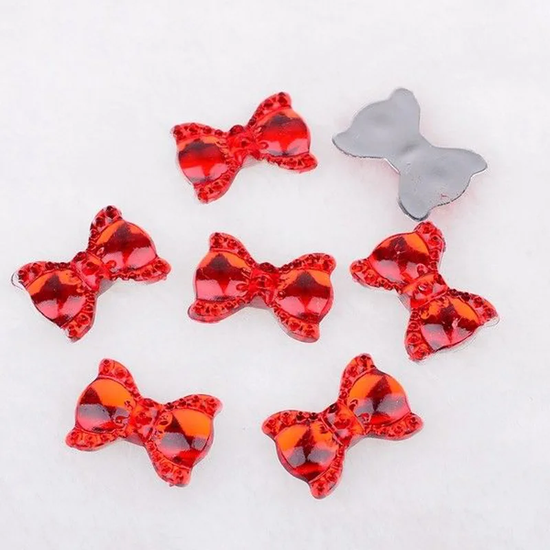 BOLIAO 100Pcs 13mm*19mm Acryl bow Flat back Appliques/Wedding/Home Holiday Decoration craft DIY R040