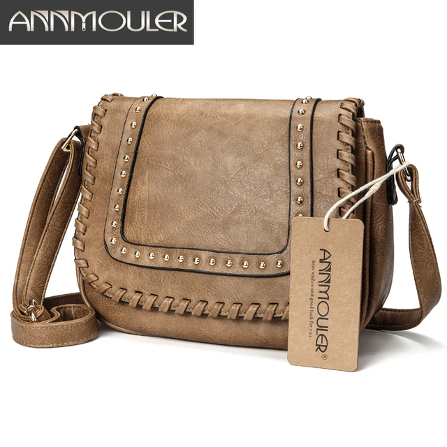 Annmouler moda damska torba na ramię Pu skóra solidna torba typu Crossbody kolor marka torebka mała Khaki torba dla pań