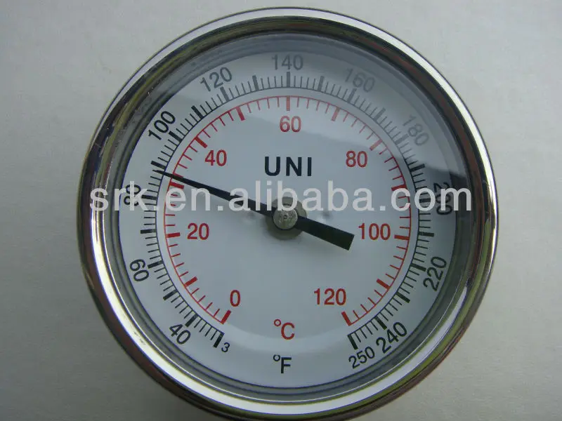 UNI Industrial bimetal thermometer with universal angle ,SS304,  0 C to 120C