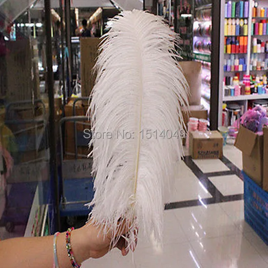 Free shipping wholesale Quality  50pcs perfect natural white  ostrich feather 20-22inch/50-55cm Variety of decorative  crafts