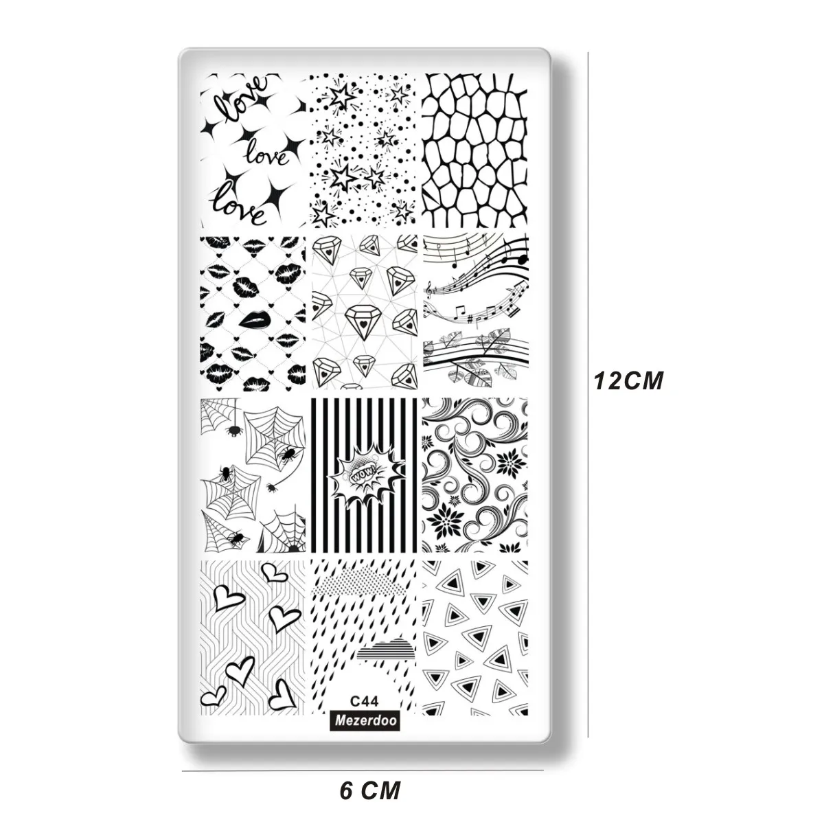 Mezerdoo Nail Art Stamping Plate Lovely Diamond Kiss Love Design Manicure Nail Art Image Stamp Template Stencil Beauty Tools C44