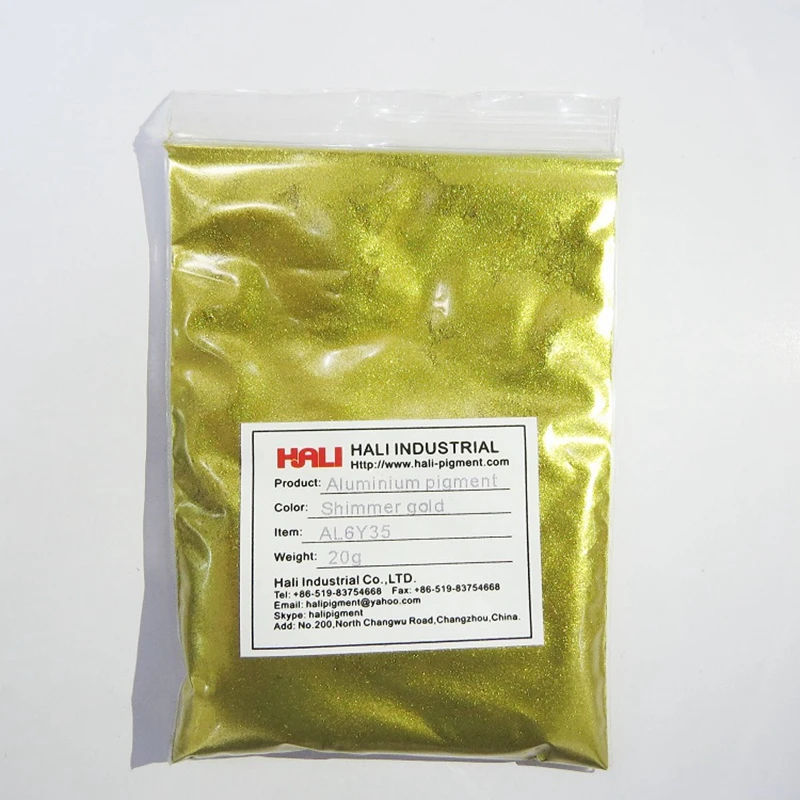 Aluminum pigment Aluminum pearl pigment powder metalic pigment powder color:Shimmer Gold item:AL6Y35 NW:20gram.