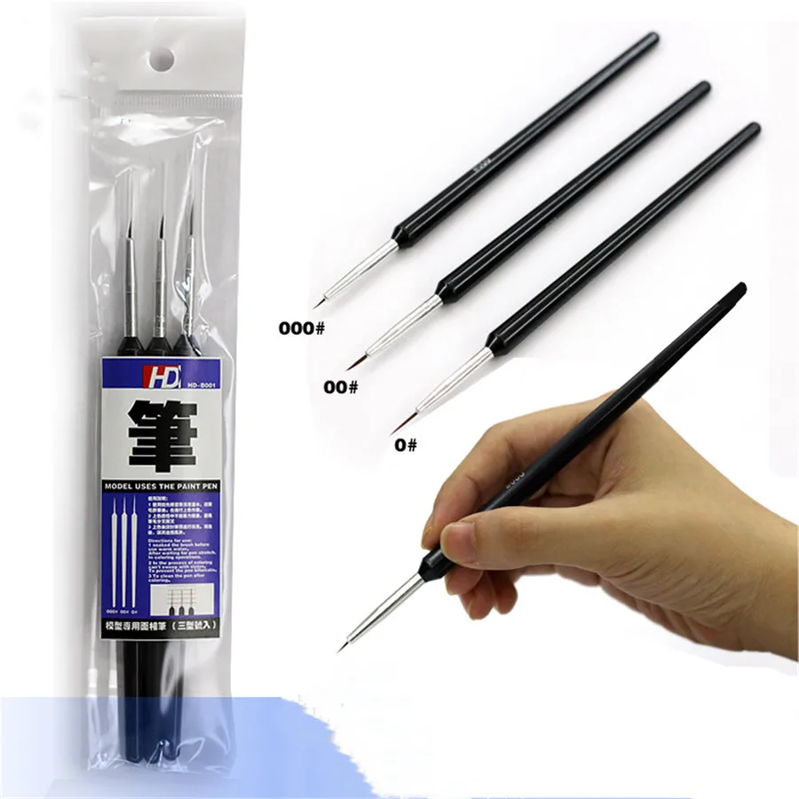 3pcs/lot Production Tools Color Coating Very Fine Colored Pen Facial Pen Hook Line Pen For Model Building Modelmaker