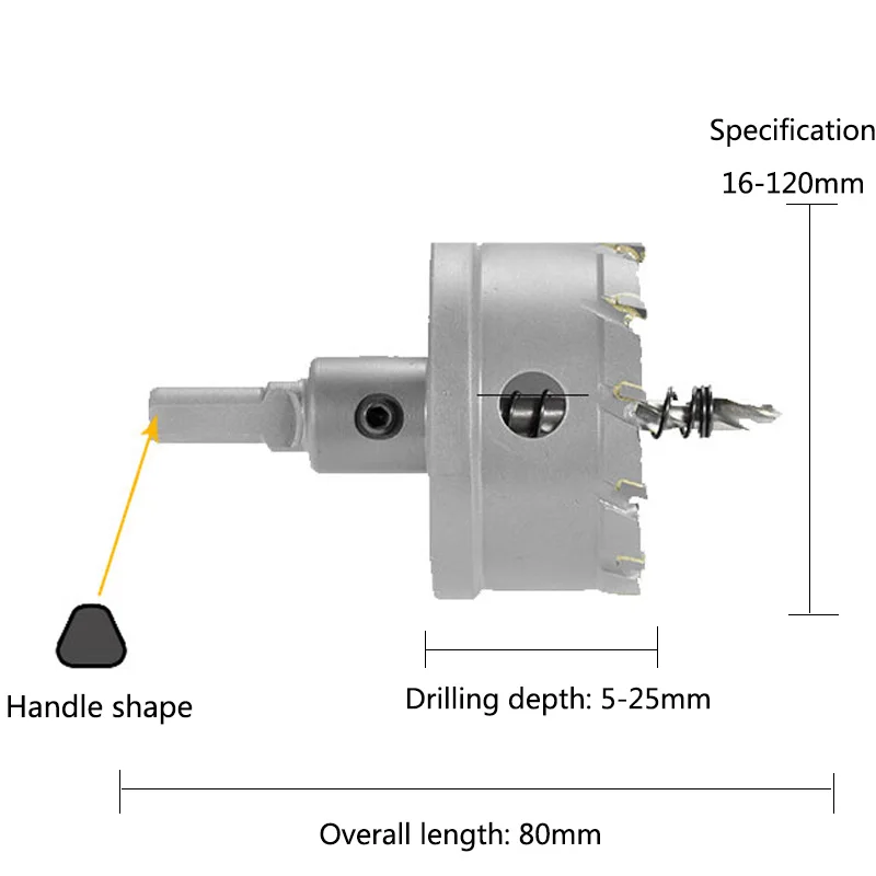 Carbide Tip TCT Hole Saw Cutter 16-100mm For Stainless Steel Plate Iron Drilling Alloy Metalworking Cutter Kit Drill Bits Set