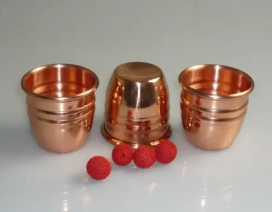 Super Professional Brass Three Cups and Balls  (Large) Magic Tricks Magician Close Up Illusion Gimmick Props Magia Toys Joke