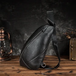 Sacchetto di Corsa di Modo olio Cera Uomo In Pelle Casual Triangolo Petto Sling Bag Black Design 7 