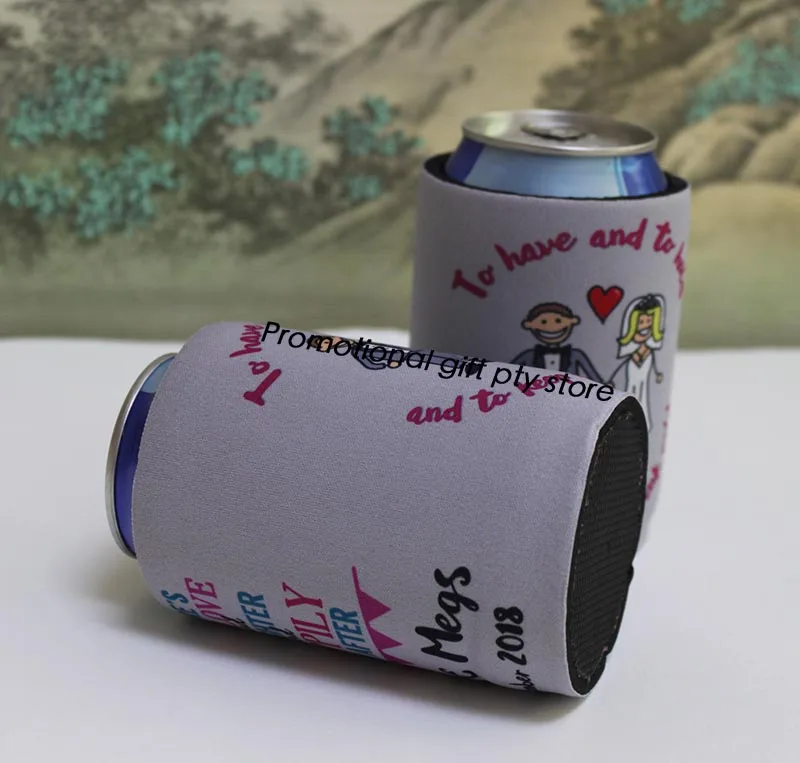 100pcs/lot Sublimation Neoprene Can Cooler Stubby Holder Custom Logo For Wine Cool Bag For Wine Beer Food And Cans Wedding Gift