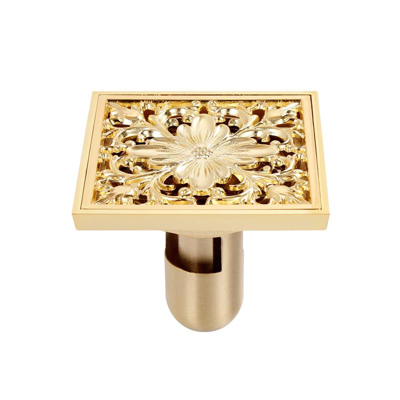 10*10cm Vintage T Style antique Brass Bathroom Square Shower Floor Drain Trap Waste Grate With Hair Strainer anti smelly drains