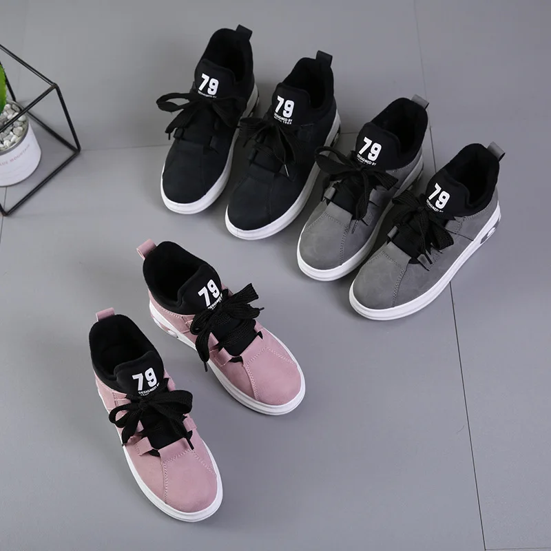 Women Shoes With Korean Set Foot In Winter Shoes Cashmere Increased In Flat Shoes Woman Student Skateboarding Shoes Faddish