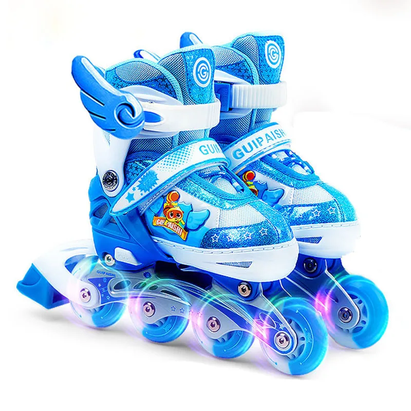 Bstfamly Children Flashing Roller Skate Shoes Inline Daily Street Brush Skating Patines En Linea Adjustable PU Wheels Shoes IA86