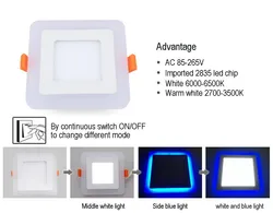 6W 9W 16W 24W sufit led wpuszczany panel oświetleniowy lampa Painel dekoracja domu okrągły kwadrat Panel ledowy Downlight niebieski + biały 2 kolory