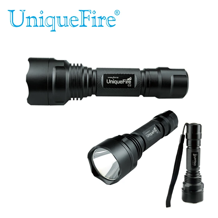 Uniqurfire 10 Watt UF-C2  T6 Black Led Flashlight Ultra Clear Toughened Glass Torch for 1*18650 Rechargeable Battery