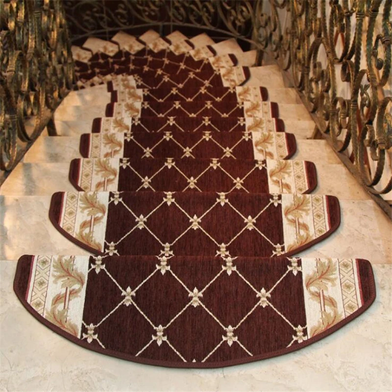 beibehang 13pcs high-end European stair mats Hotel Step mats glue-free self-adhesive stair carpet solid wood non-slip mat custom