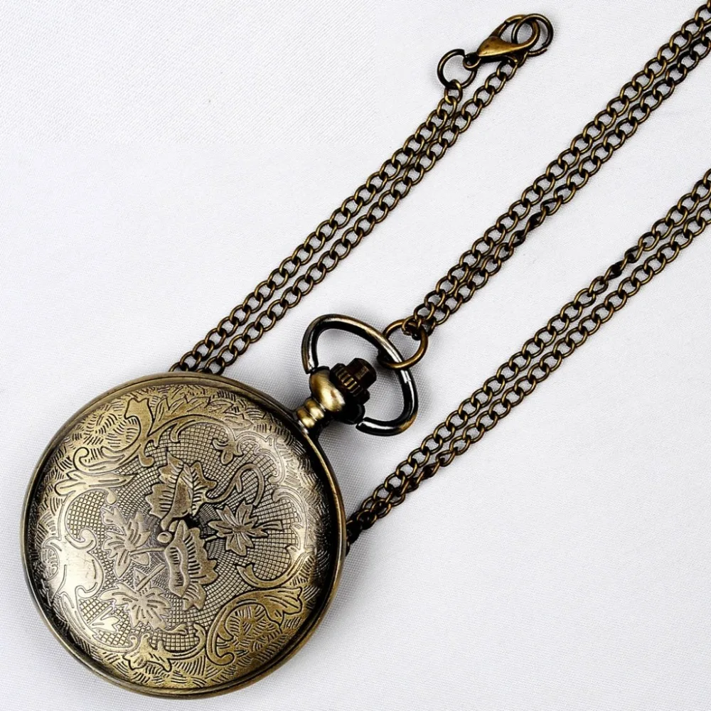 8873Half Hunter Pattern Quartz Watch Hunger Game Popular Hollow Mockingbird Design Pocket Watch Vintage Bronze Fashion Fob Table