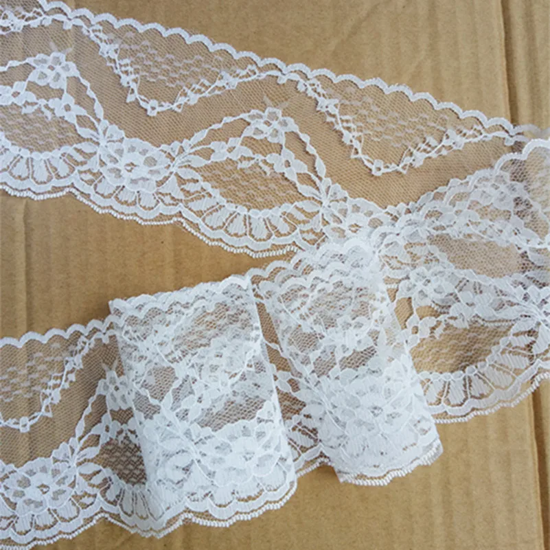 Width 80mm hot 8yards white Embroidered Net white Lace Trim fabric Garment ribbon headband wedding gift DIY Accessories GH-91457