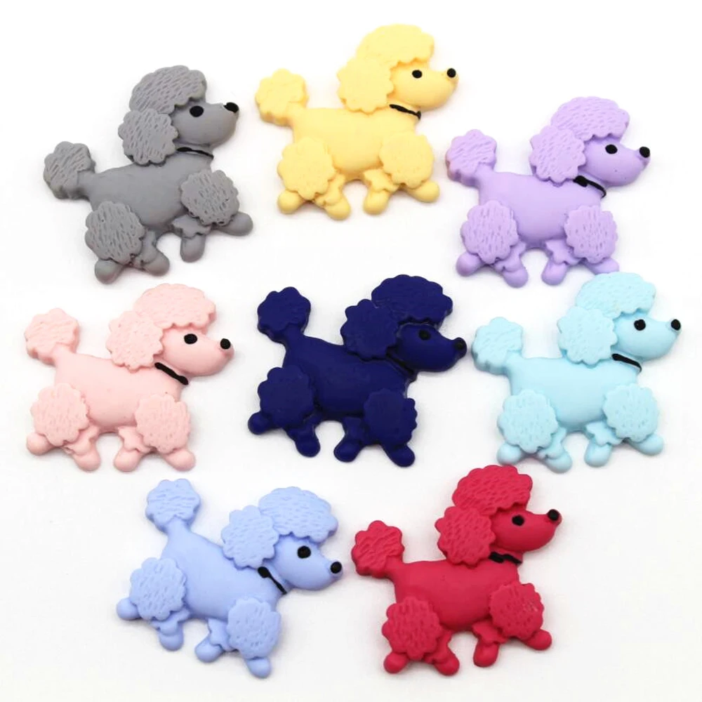 

10pcs/log 29x26mm Cartoon Dog Resin DIY Handmade Material Fashion Colorful Teddy Dog Brooch Earrings Headwear