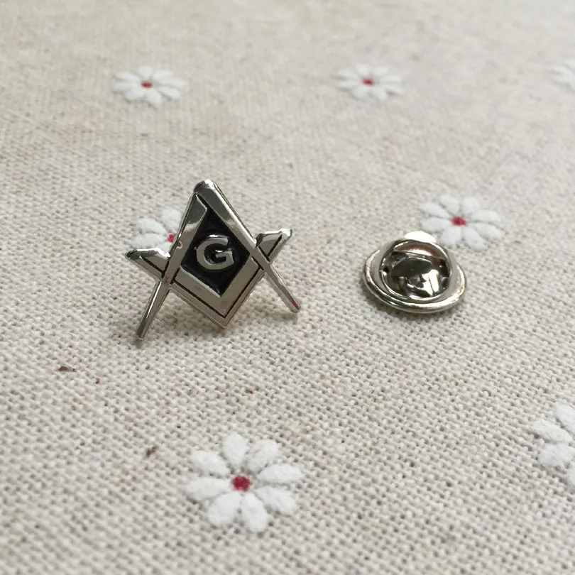 10pcs Masonic Square and Compass with G Lapel Pin Nickel Plated Metal Craft Badge Gift Lodge Masons Brooches Freemason