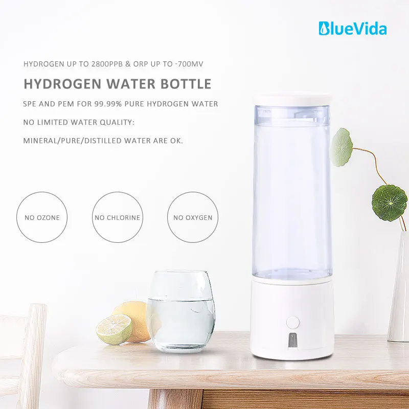 Bluevida Neue SPE + PEM Membran Wasserstoff Wasser Flasche, hohe konzentration und hohe reinheit h2 Wasserstoff Reiche Generator Wasser Ionisator
