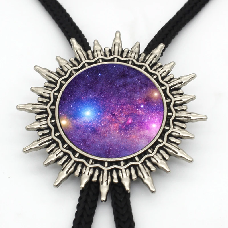 BOLO-0059 New Arrival Nebula Galaxy Bolo Tie Trendy Mysterious Milky Way Glass Dome Western Bolo Ties Slide Fashion Neck Tie