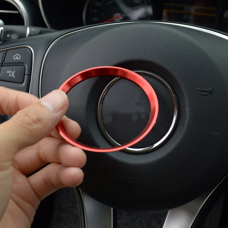 For Mercedes-Benz New C-class C180 C180L C200 Steering Wheel Center Emblem Decoration Circle Ring Cover Trim Interior 1pc