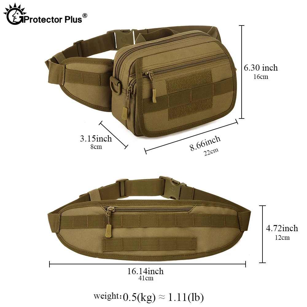 PROTECTOR PLUS Tactical Molle Waist Bags Multifunction Camo 6 inches phone Messenger Shoulder Outdoor Sports Crossbody Bag