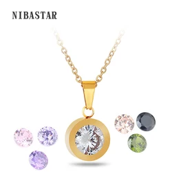 Famous Brand Gold -Color Stainless Steel Chain DIY Different Colors Crystal Pendant Fashion Necklace For Women Gift