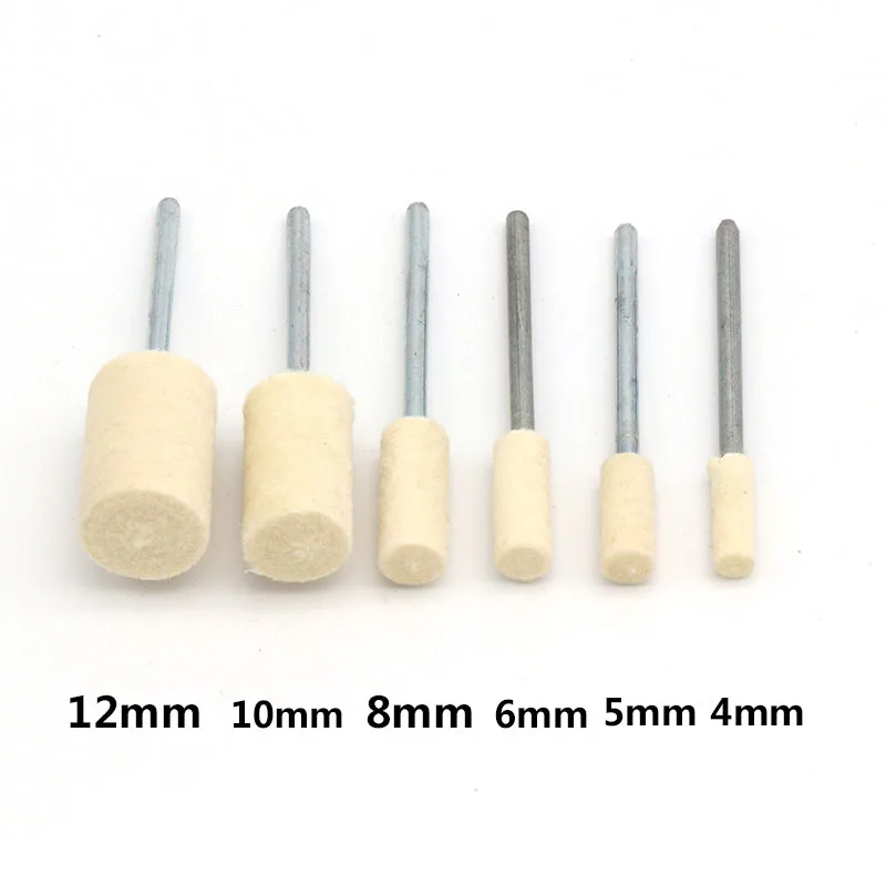 12個シャンク2.35/3.0ミリメートルウールフェルトホイール研削ヘッド電動金属ロータリーツール表面バフビット