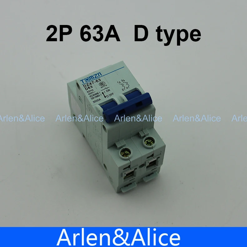 2P 63A D type 240V/415V 50HZ/60HZ Circuit breaker MCB safety breaker