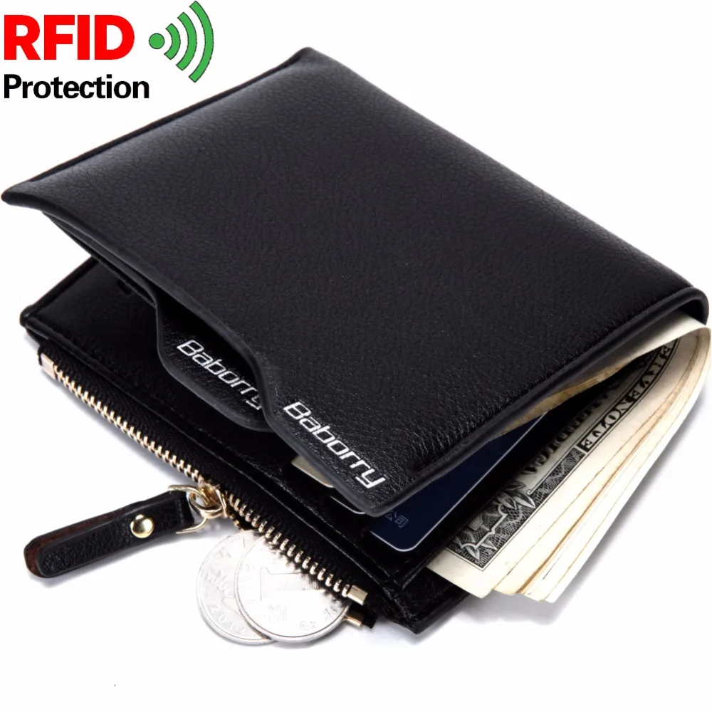 

RFID Theft Protect Coin Bag zipper men wallets famous brand mens wallet male money purses Wallets New Design Top Men Wallet