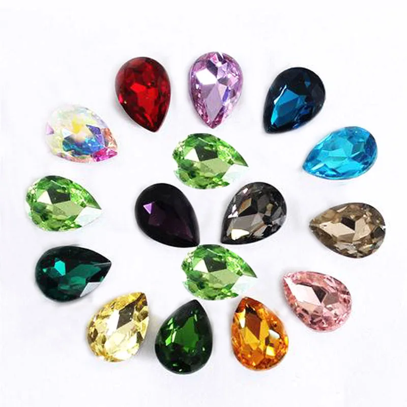 300PCS 13x18mm  Crystal Pear Shape Fancy Stones Teardrop Glass Stones