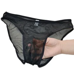 Low-Waist Sexy Underwear Men Viscose Transparent  Mesh Gauze Briefs Panties Tрусы Mужские   ZJH007