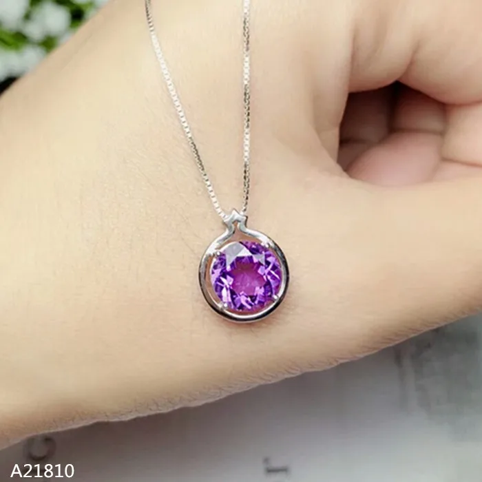 

KJJEAXCMY boutique jewels 925 pure silver inlaid Natural Amethyst Necklace + pendant female style fire colored jewelry.