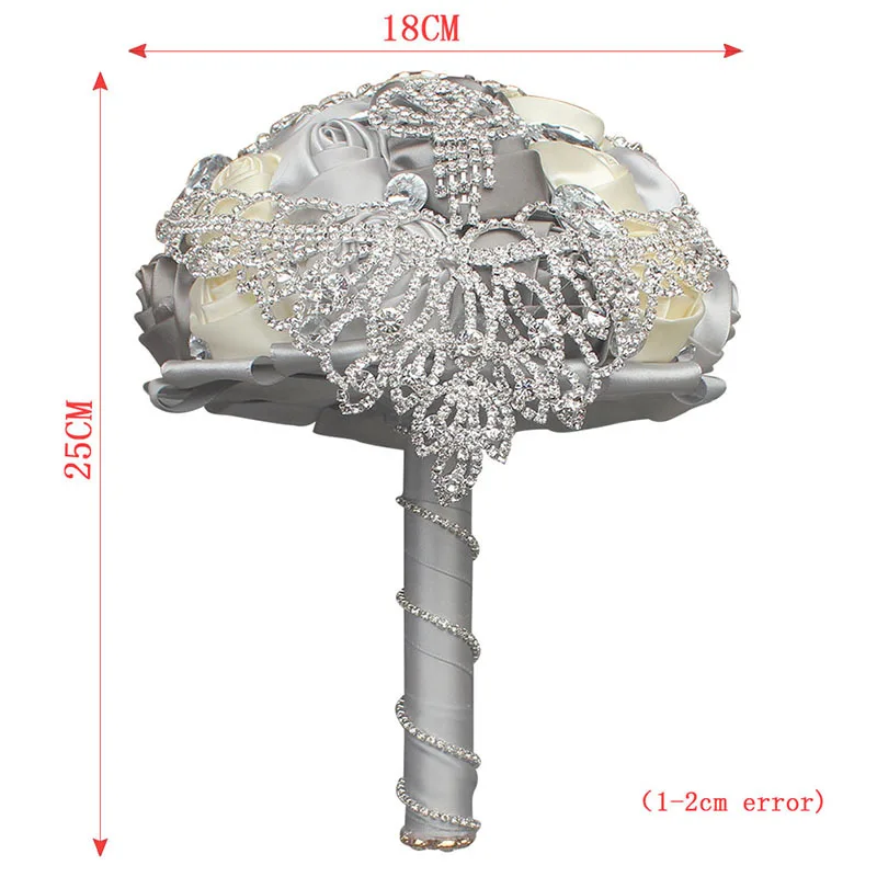 Szary/srebrny/kość słoniowa hortensja broszka bukiet luksusowy kryształ ślubne bukiety ślubne oszałamiająca ślub panny młodej bukiet De Mariage