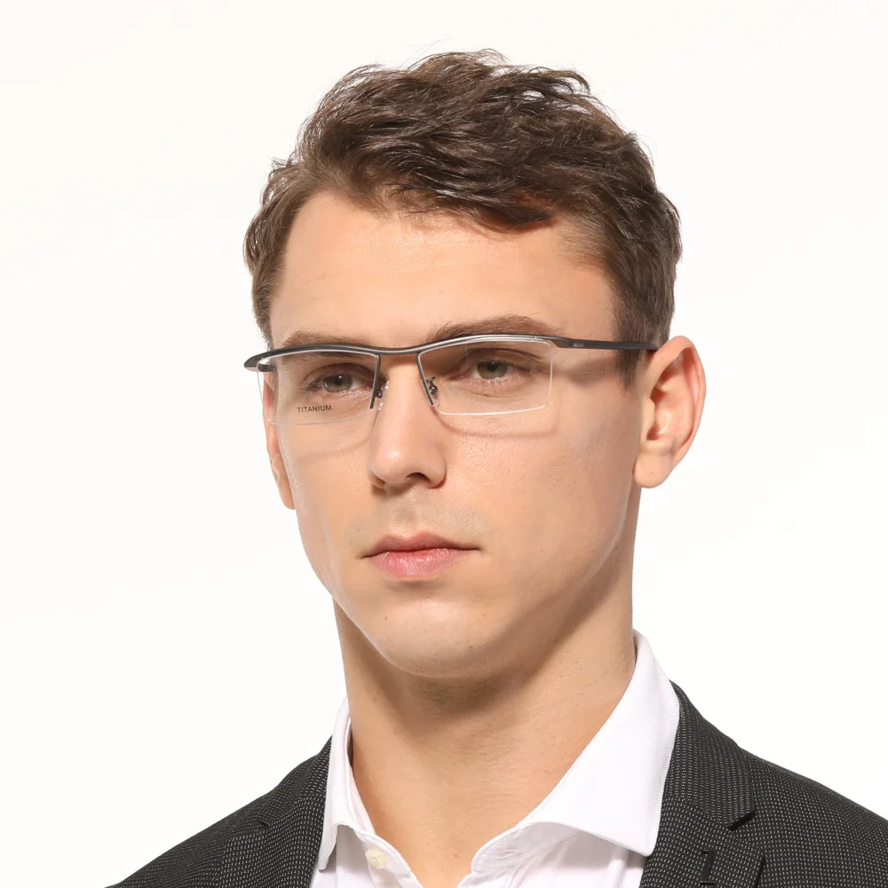 High Quality Glasses Frame Non-fading Business Half Rimless Men Large Rim Eyeglasses Titanium Women Eyewear Clear Optical Unisex