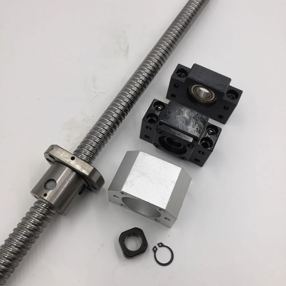 20mm Ballscrew SFU2010 L-500mm Single Ballnut BK15 BF15 Bearing Support with Nut Bracket End Machining for DIY CNC Router