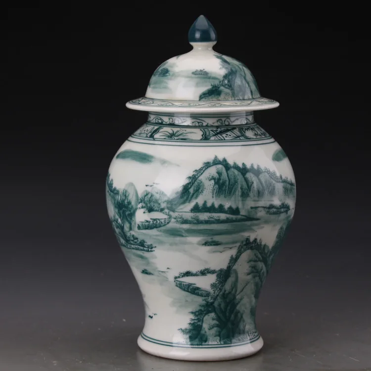 Jingdezhen Hand Painted Antique hand-made Blue And White Landscape Collection Of temple jar Collection Antique Porcelain jar