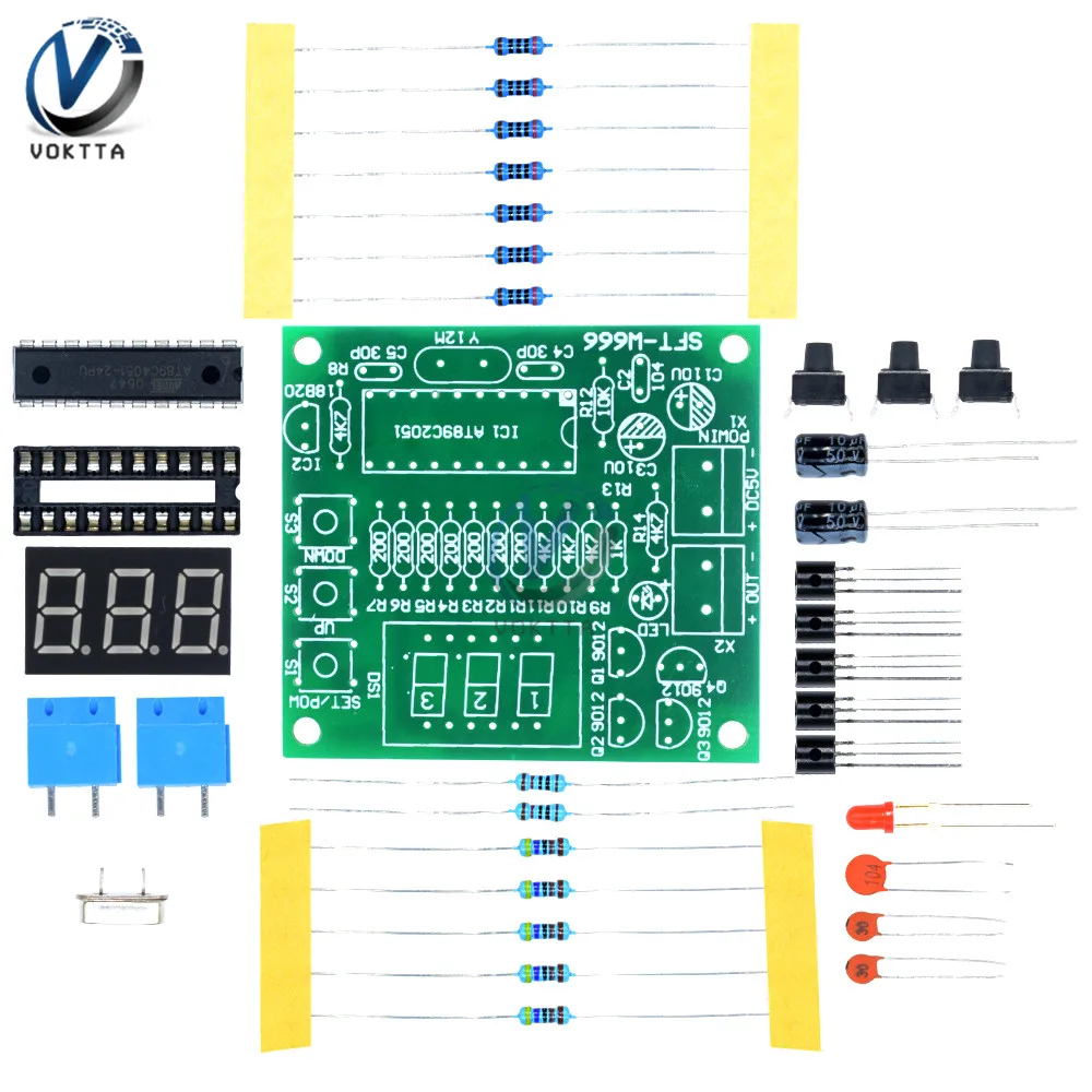 Lcd Digital Controlador de Temperatura Kit Faça Você Mesmo 5v dc Microcontrolador Termômetro Medidor Termostato Eletrônico At89c2051 Ds18b20