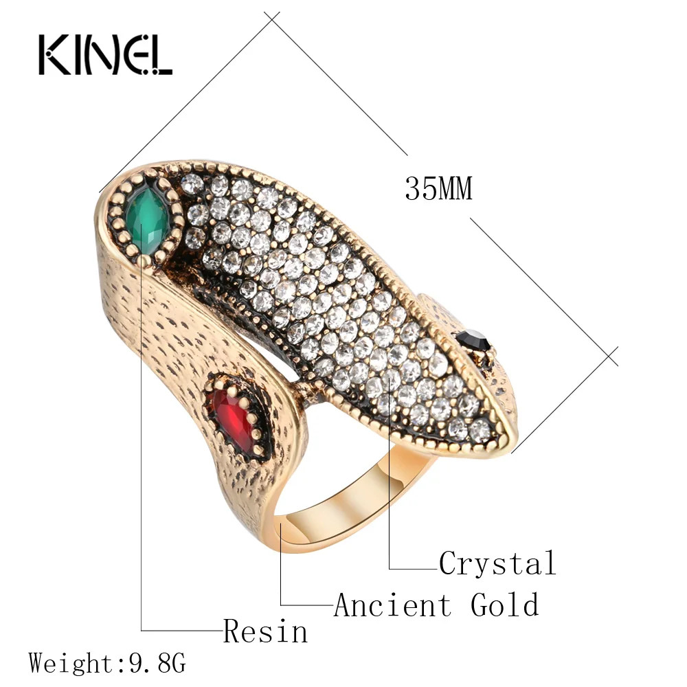 Kinel Unique Rings Fashion Gold Covered 5 Rows Crystal Antique Ring For Women Vintage Party Engagement Jewelry 2017 New