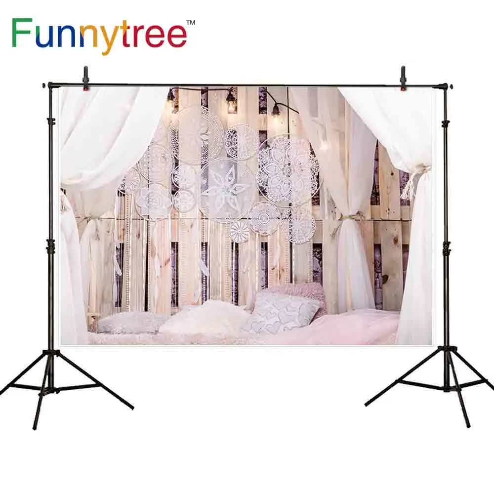 Funnytree boudoir photography backdrop bedroom loft dream catcher feather headboard background photozone photophone photo studio