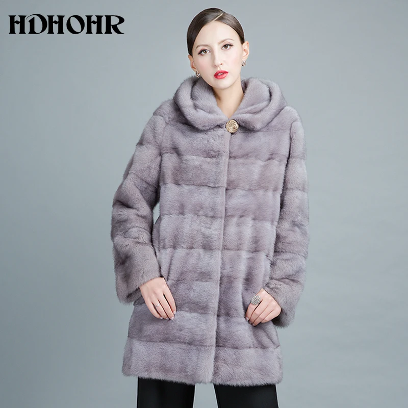 

HDHOHR 2024 Women's Real Fur Coats Natural Mink Fur Coats Fashion Thick Warm Winter Fur Jackets Outwear Long Fur Parka Female