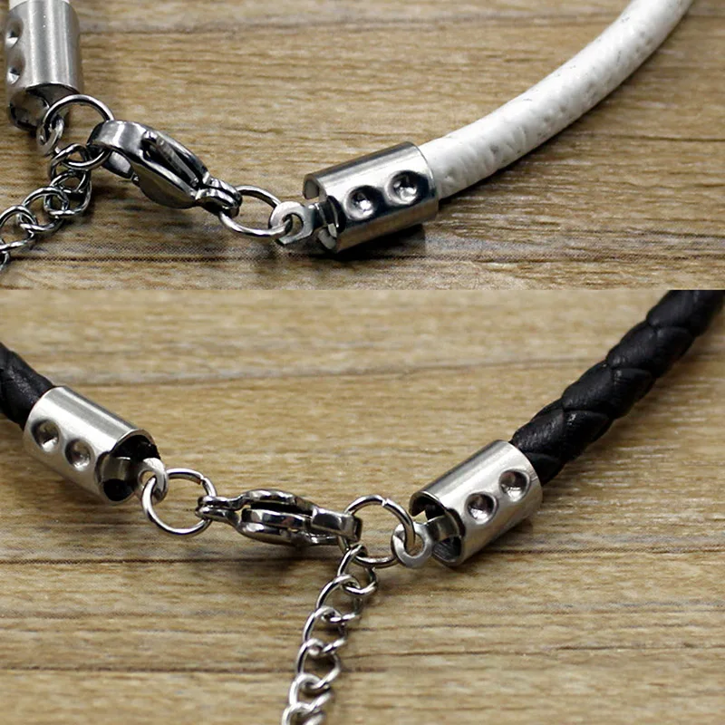 50 pcs Stainless Steel Leather Cord clasp End Clasps Crimp Bead Connectors For Jewelry Making Findings DIY Accessories Supplies