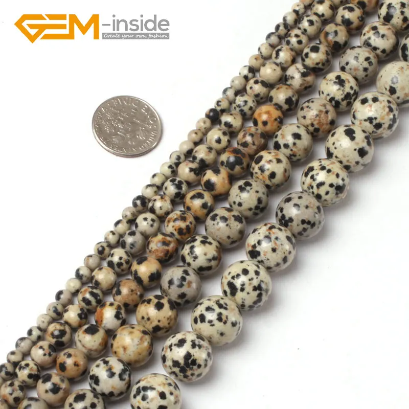 4-14mm Round Dalmatian Jaspers Natural Gem Stones Jewelry Making Beads DIY 15