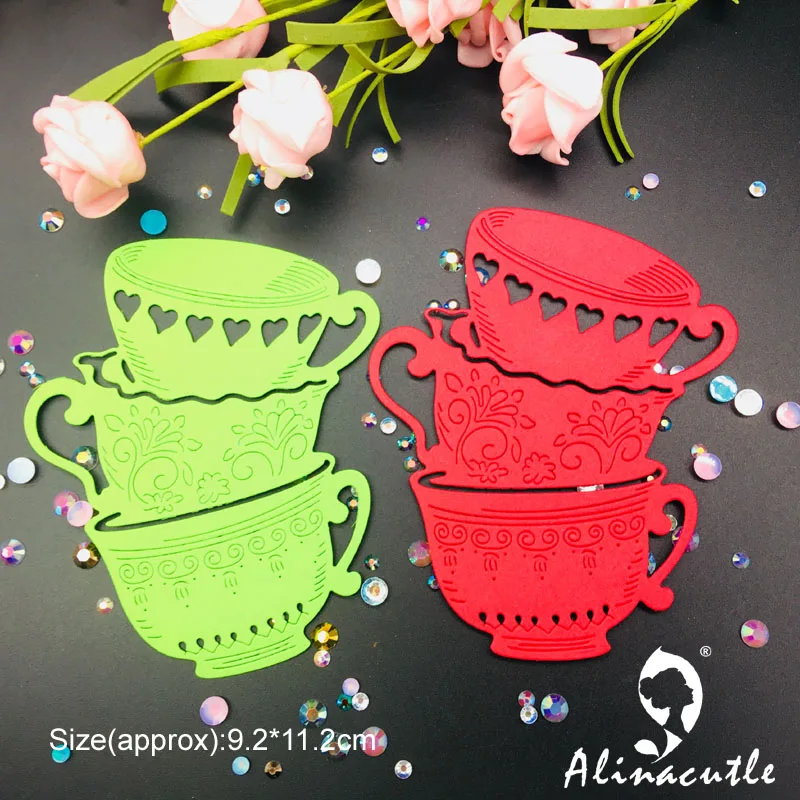 Alinacutle Metal Cutting Die Cut Teacup Coffee Cup Set Scrapbooking Paper Craft Handmade Card Punch Art Knife Cutter