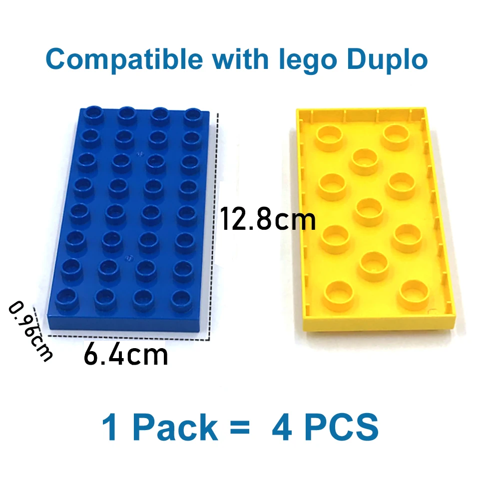 Big Size DIY Building Blocks Thin Figures Bricks 4x8Dot 4PCS Educational Creative Toys for Children Compatible With Brands