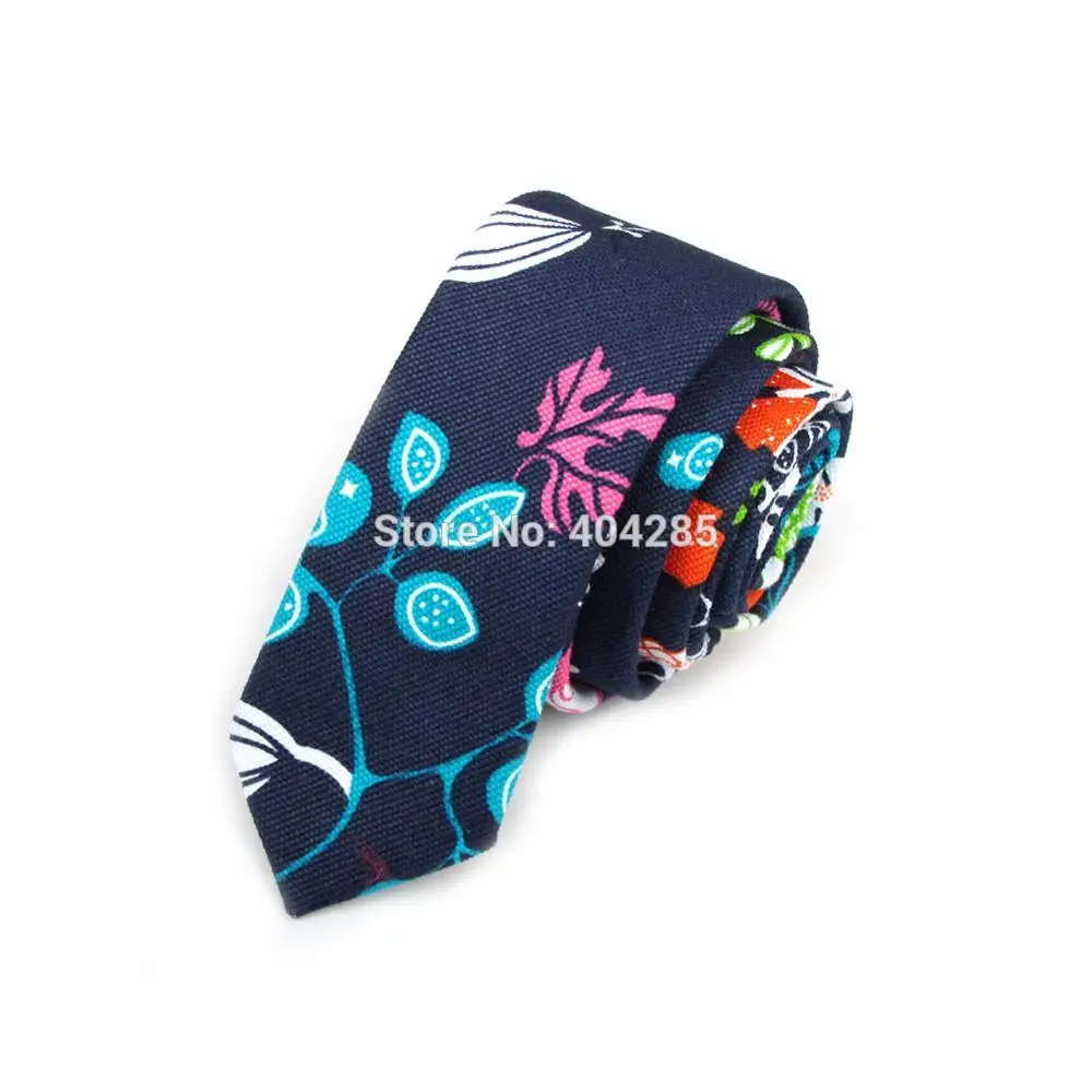 

HOOYI 2019 Floral Cotton Print Men's Slim Tie 5cm width narrow