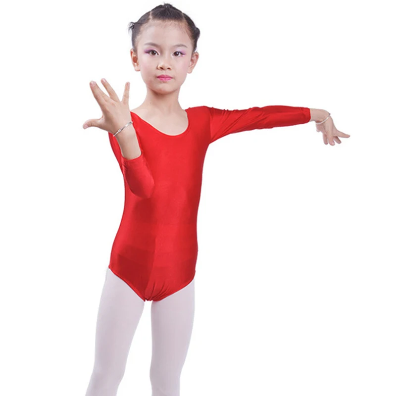 Long Sleeve Girl Leotard Ballet Bodywear Stretch Spandex Child Dance Leotards justaucorps gymnastique fille