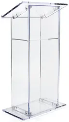 Clear Acrylic Lectern, Presentation Podium with Internal Shelf, 47 inches Tall plexiglass