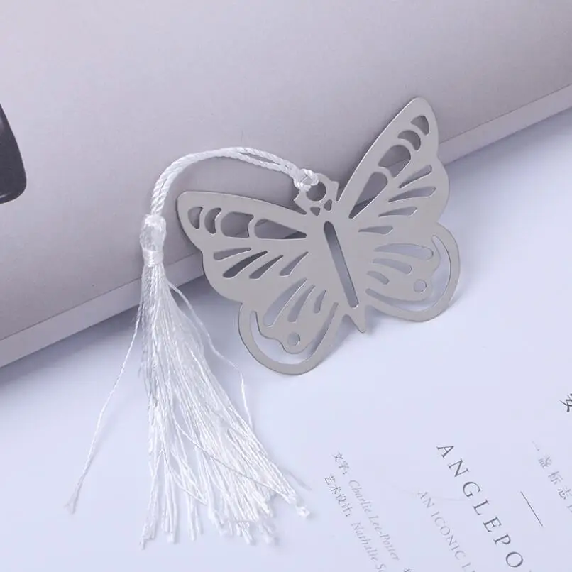 Butterfly Bookmarks Metal With Tassels Stationery Gifts Wedding Favors Stainless Steel Animals Gifts LX6471