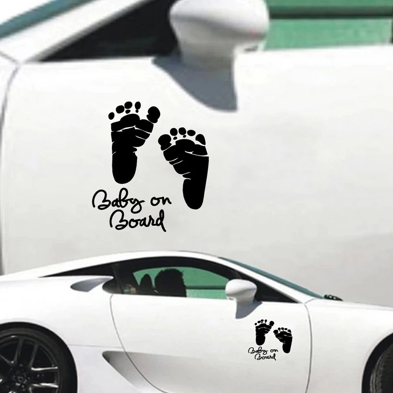 Footprint Baby on Board Car Stickers ,Vinyl Carved car stickers wholesale waterproof can be removed Warming wall Sticker